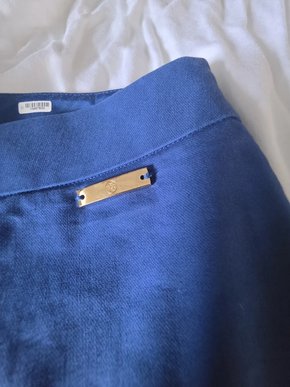 Tory Burch Woman's Dark Blue Slacks with Branded Waist Label